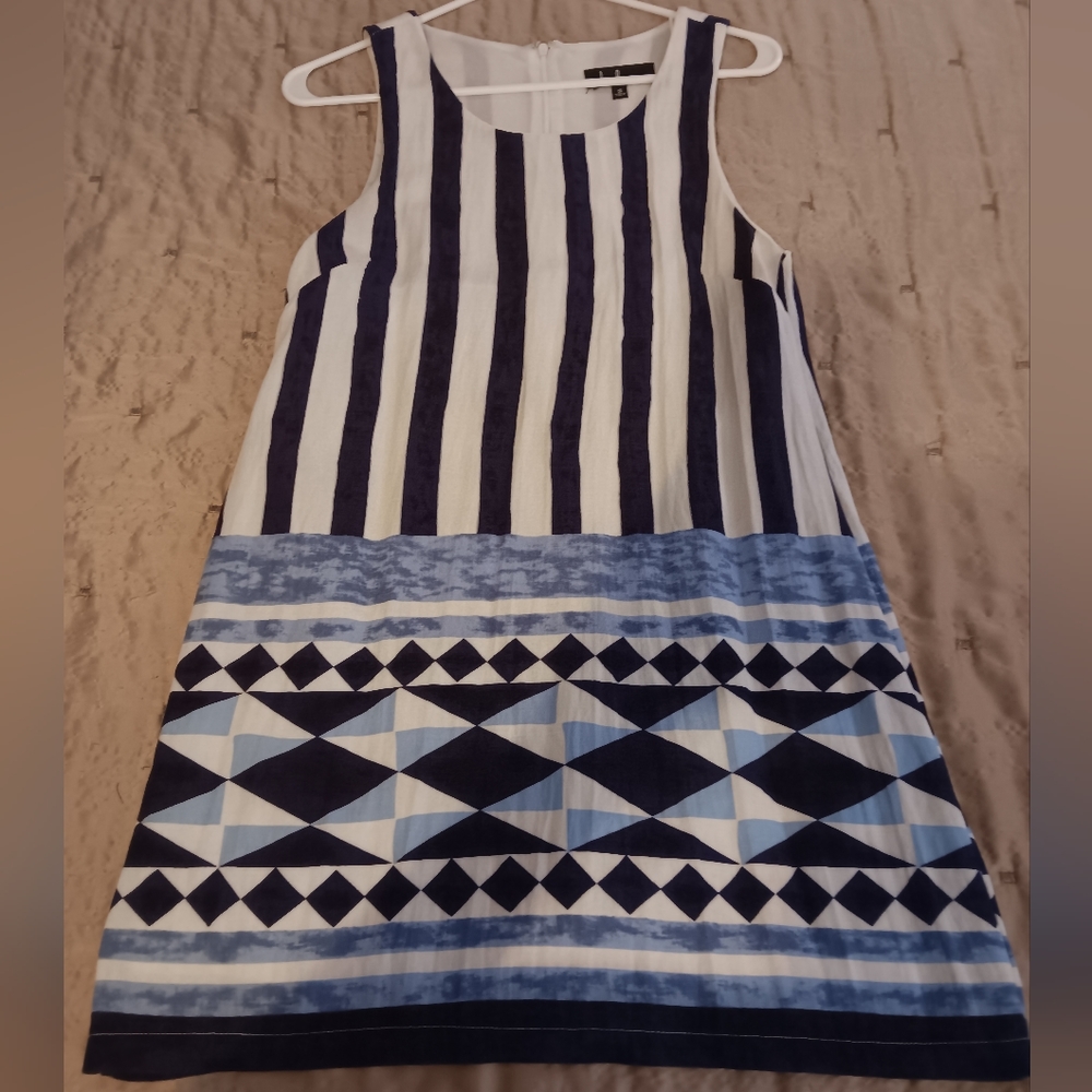 Lulus blue and white striped mini dress zipper back